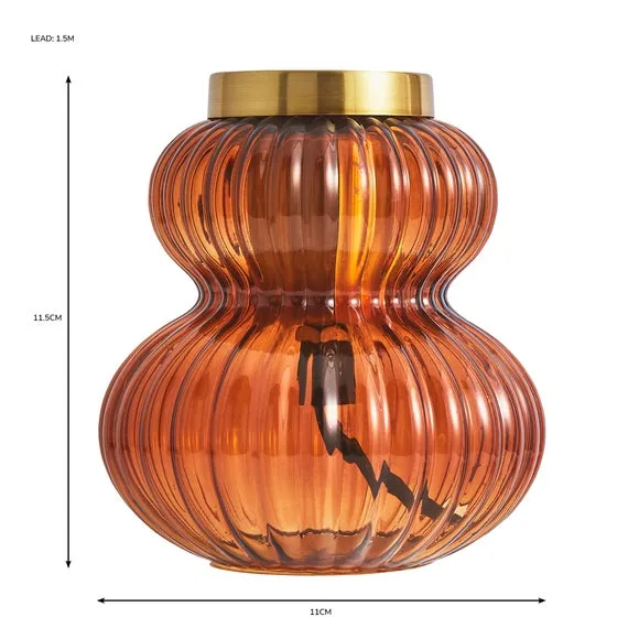 Ribbed Table Lamp Base - Orange, Glass