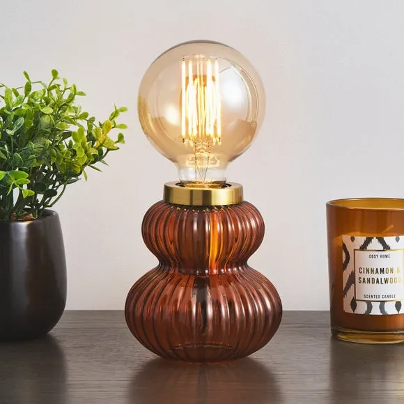 Ribbed Table Lamp Base - Orange, Glass image
