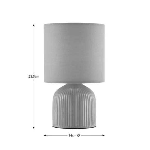 Ribbed Table Lamp with Fabric Shade - Blush, Ceramic