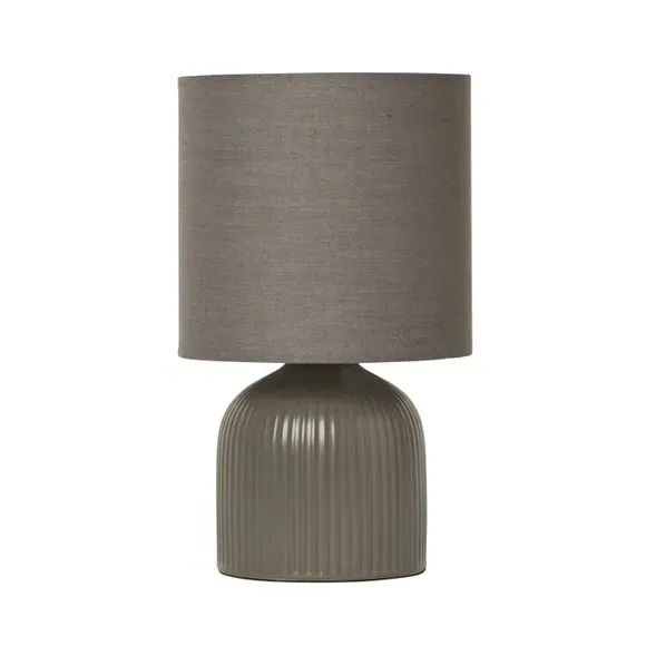Ribbed Table Lamp with Fabric Shade - Graphite, Ceramic