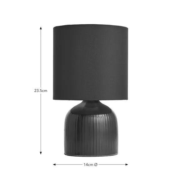 Ribbed Table Lamp with Fabric Shade - Ink, Ceramic