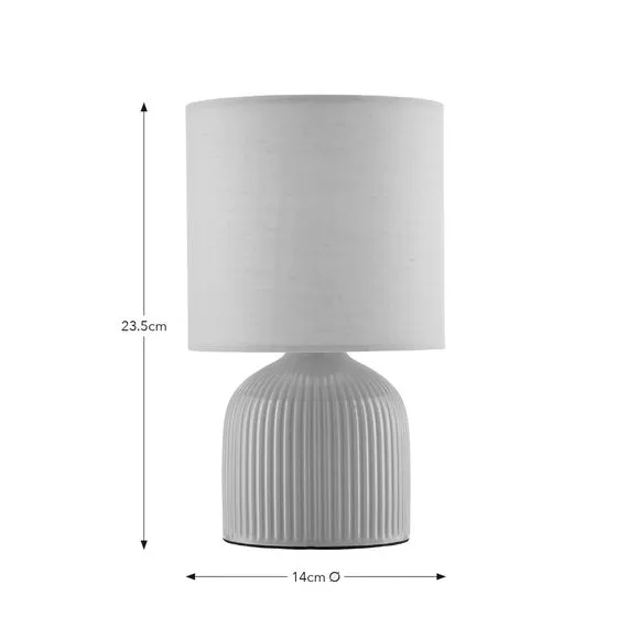 Ribbed Table Lamp with Fabric Shade - Sage, Ceramic