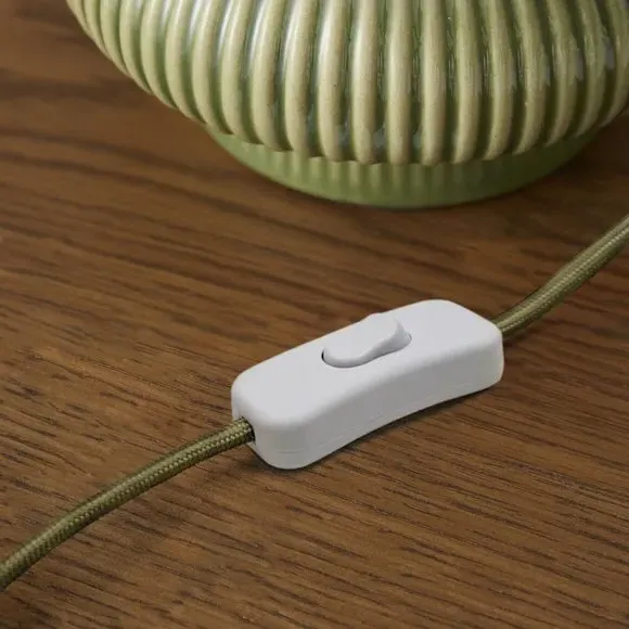 Ribbed Table Lamp with In-Line Switch - Green