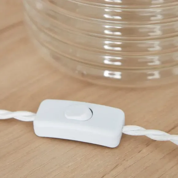 Ribbed Table Lamp with Shade - Natural, Glass