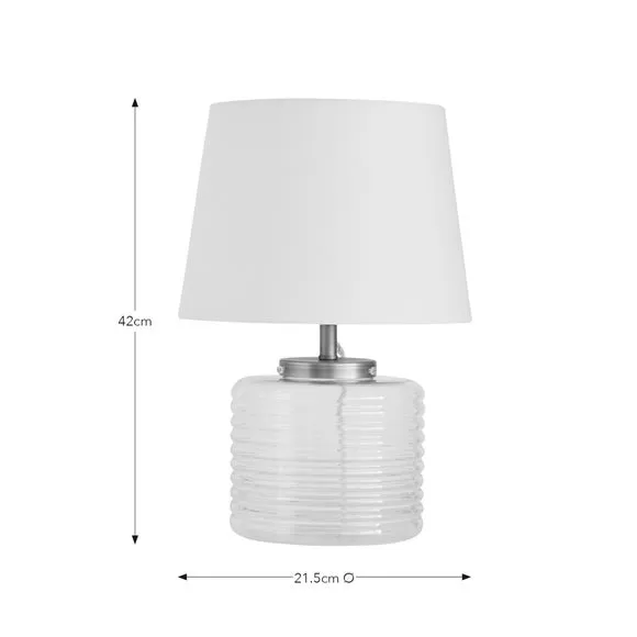 Ribbed Table Lamp with Shade - Natural, Glass