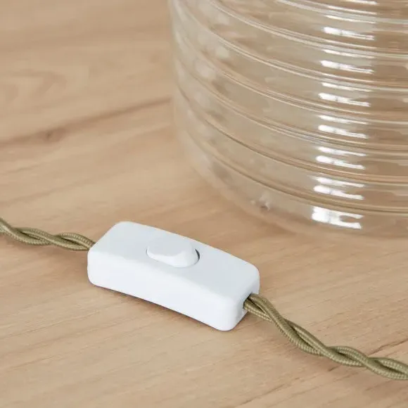 Ribbed Table Lamp with Shade - Olive, Glass