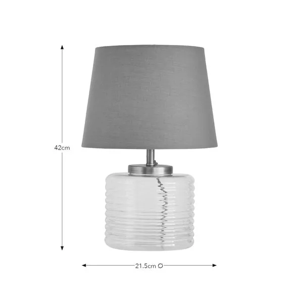 Ribbed Table Lamp with Shade - Olive, Glass