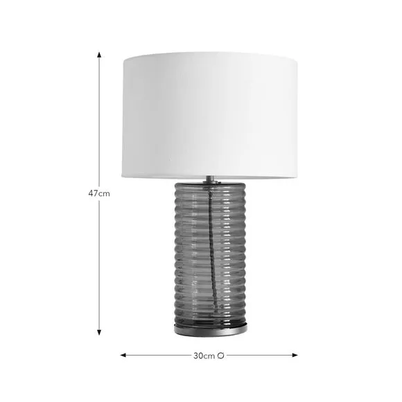 Ribbed Table Lamp with Switch - Amber, Glass