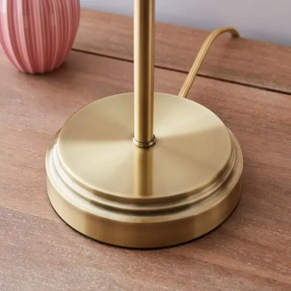 Ribbed Table Lamp with Tulip Shade - Gold, Glass