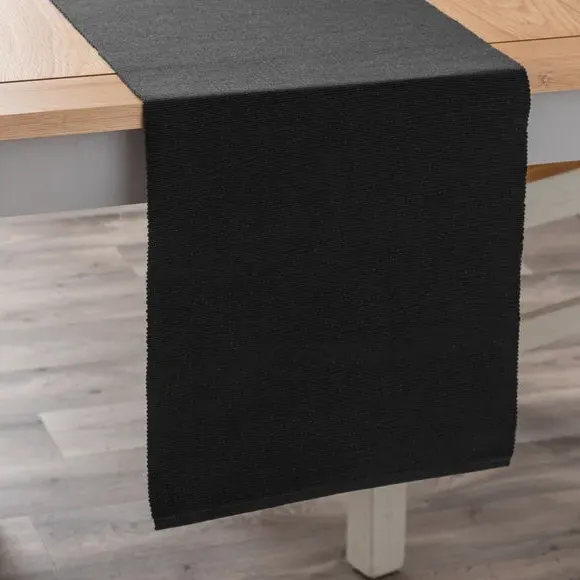 Ribbed Table Runner - Black, Recycled Fibre