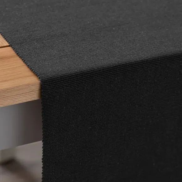 Ribbed Table Runner - Black, Recycled Fibre
