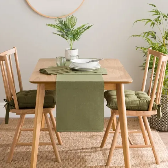 Ribbed Table Runner - Olive, Recycled Fibre