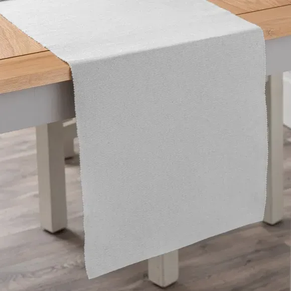 Ribbed Table Runner - Silver, Recycled Fibre