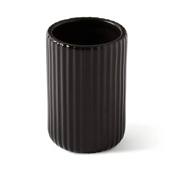 Ribbed Tumbler Holder - Black, Ceramic