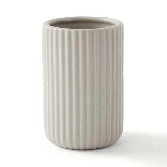 Ribbed Tumbler Holder - Silver, Ceramic