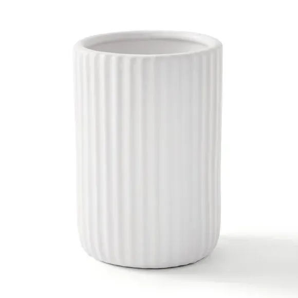 Ribbed Tumbler Holder - White, Ceramic