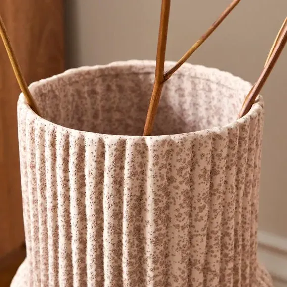Ribbed Vase with Fluted Design - Pebble, Stoneware