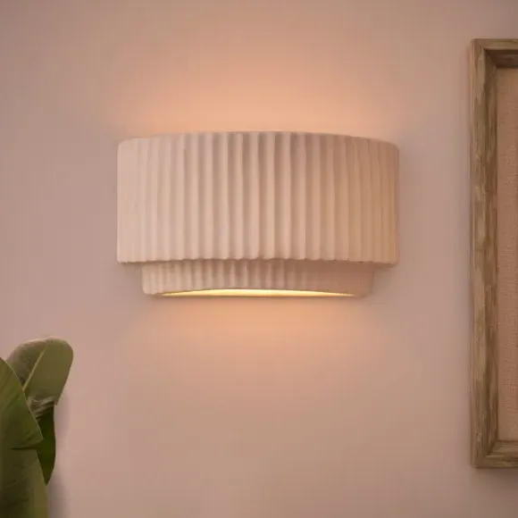 Ribbed Wall Light - White, Ceramic