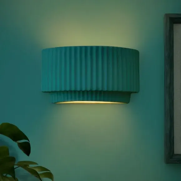 Ribbed Wall Light - White, Ceramic