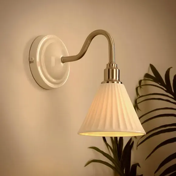 Ribbed Wall Light - White, Ceramic