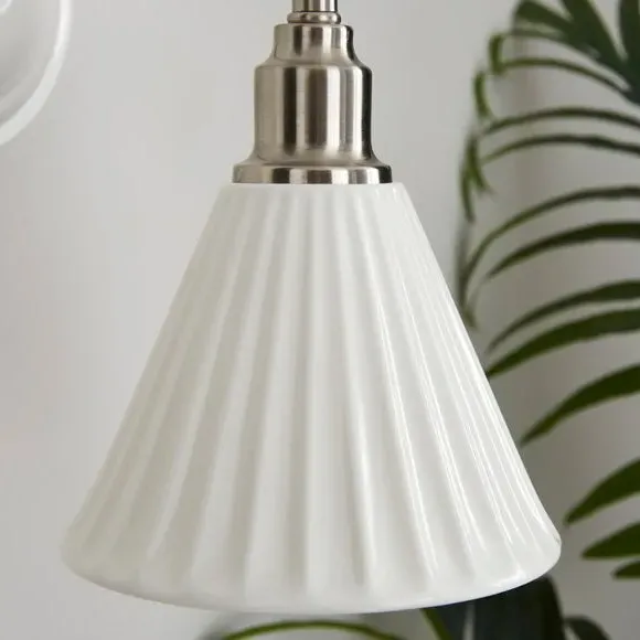 Ribbed Wall Light - White, Ceramic
