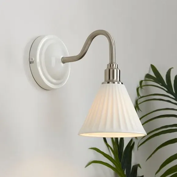 Ribbed Wall Light - White, Ceramic image
