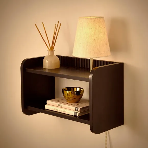 Ribbed Wall Light with Shelving - Black