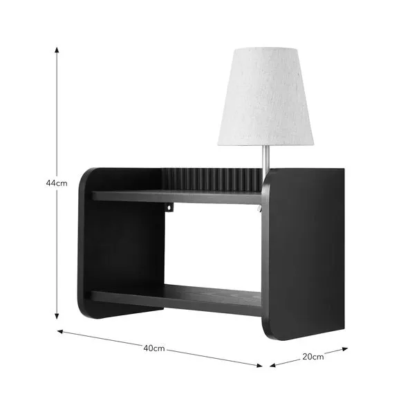 Ribbed Wall Light with Shelving - Black