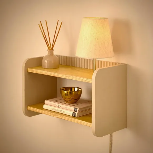 Ribbed Wall Light with Shelving - Sandstone
