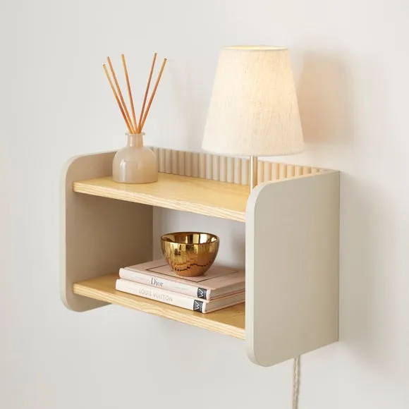 Ribbed Wall Light with Shelving - Sandstone