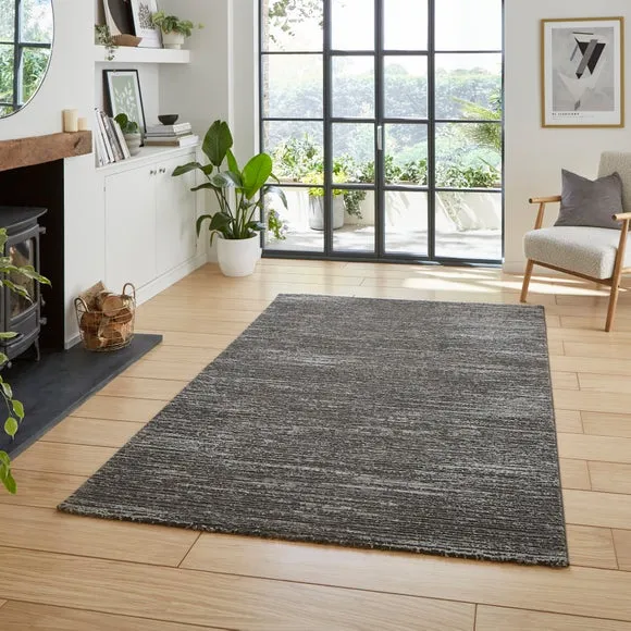 Ribbed Washable Rug - Charcoal, Polyester image