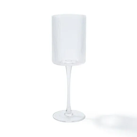 Ribbed Wine Glass - Clear Glass