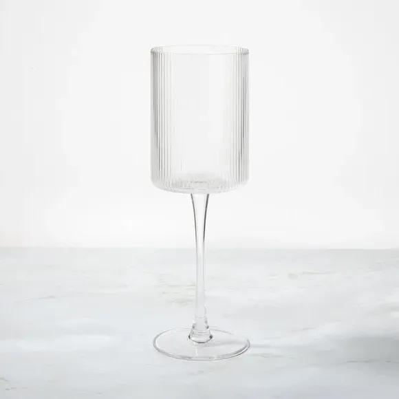 Ribbed Wine Glass - Clear Glass image