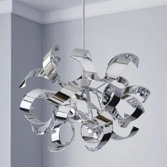 Ribbon Pendant Light Easy Fit - Silver, Acrylic
