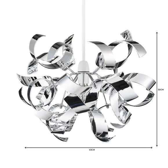 Ribbon Pendant Light Easy Fit - Silver, Acrylic
