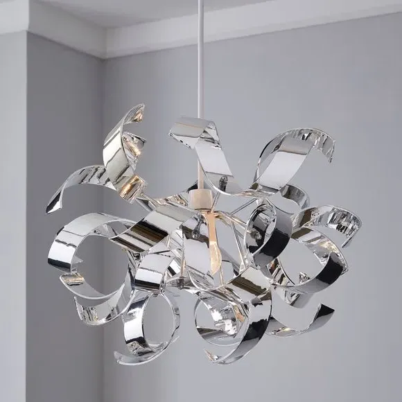 Ribbon Pendant Light Easy Fit - Silver, Acrylic image