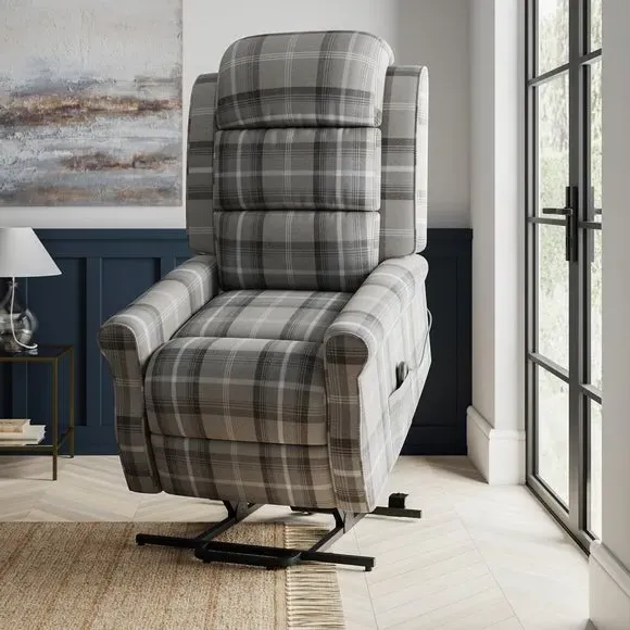 Rise & Recline Chair with Remote - Grey, Fabric