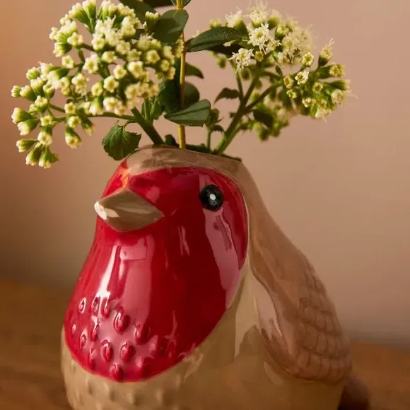 Robin Shaped Ceramic Bud Vase - Brown, Ceramic