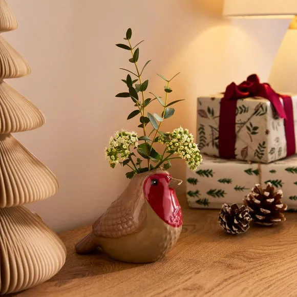 Robin Shaped Ceramic Bud Vase - Brown, Ceramic image