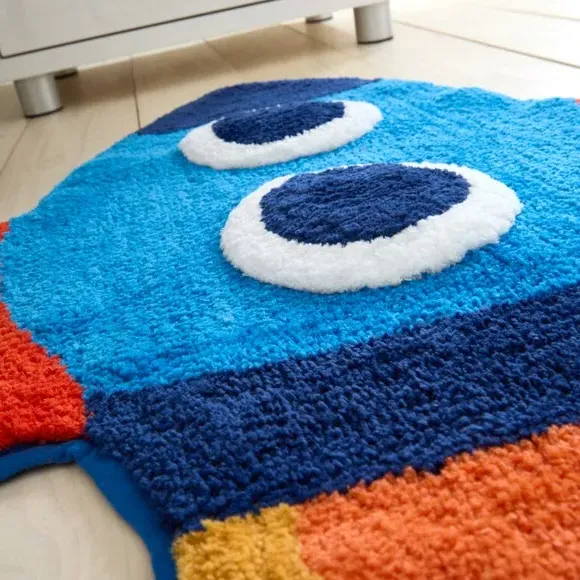 Rocket Design Kids Rug - Blue, Polyester