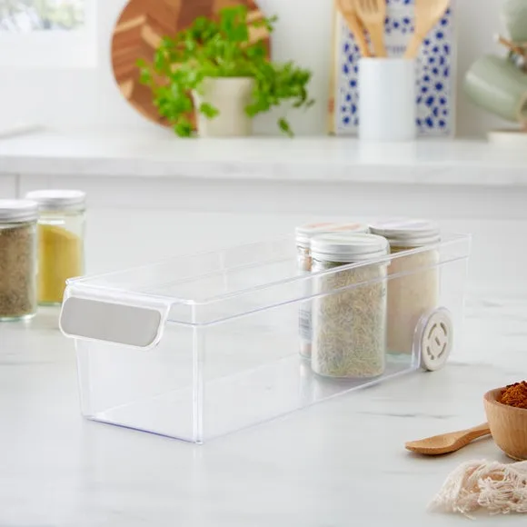 Rolling Kitchen Organiser with Handle - Clear