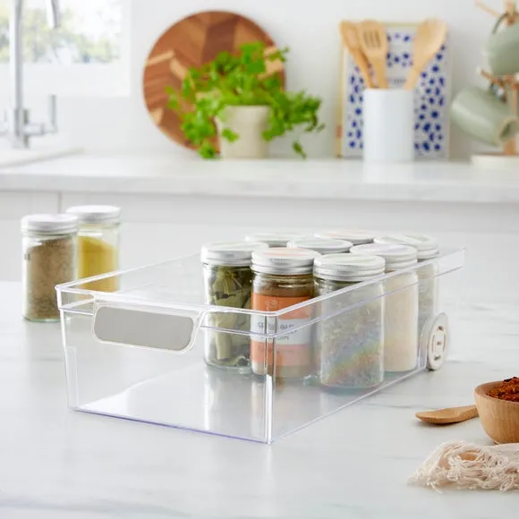 Rolling Kitchen Organiser with Handle - Clear