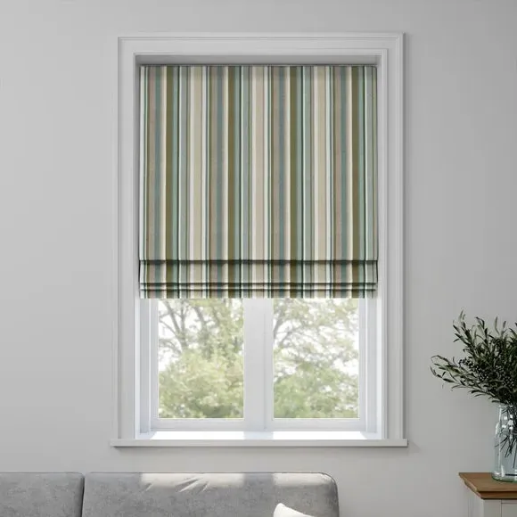 Roman Blind Fire Retardant - Jade, Striped