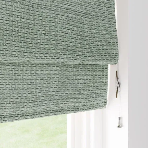 Roman Blind with Basket Weave - Duck Egg, Chenille