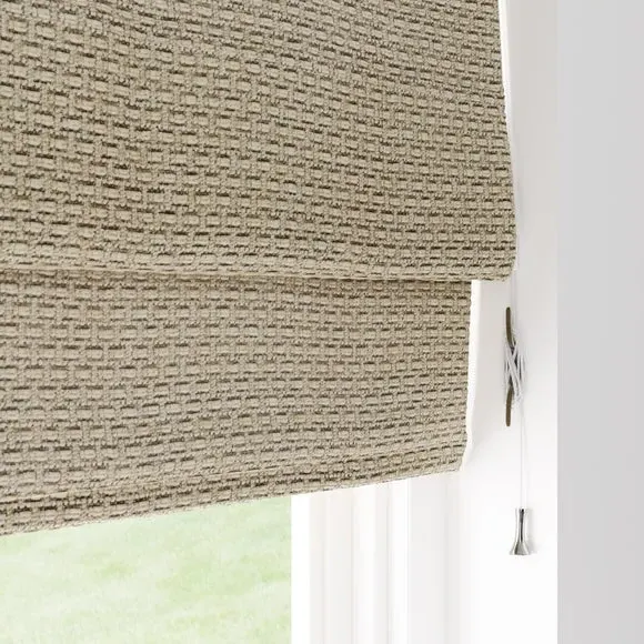 Roman Blind with Basket Weave - Natural, Chenille