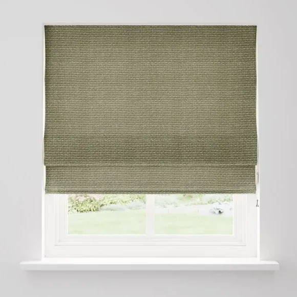 Roman Blind with Basket Weave - Olive, Chenille
