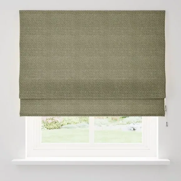 Roman Blind with Basket Weave - Olive, Chenille