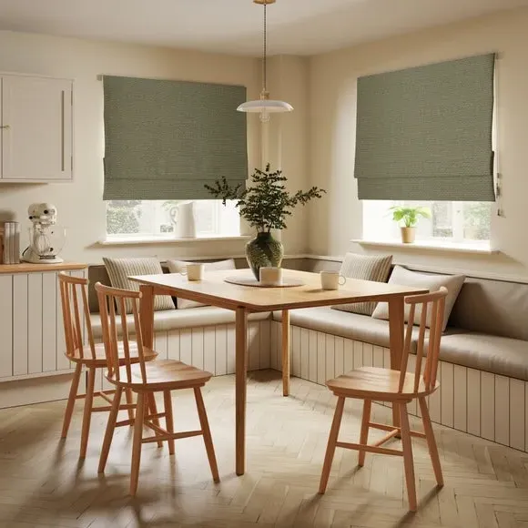 Roman Blind with Basket Weave - Olive, Chenille