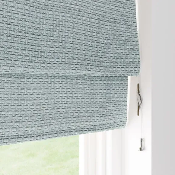 Roman Blind with Basket Weave - Silver, Chenille