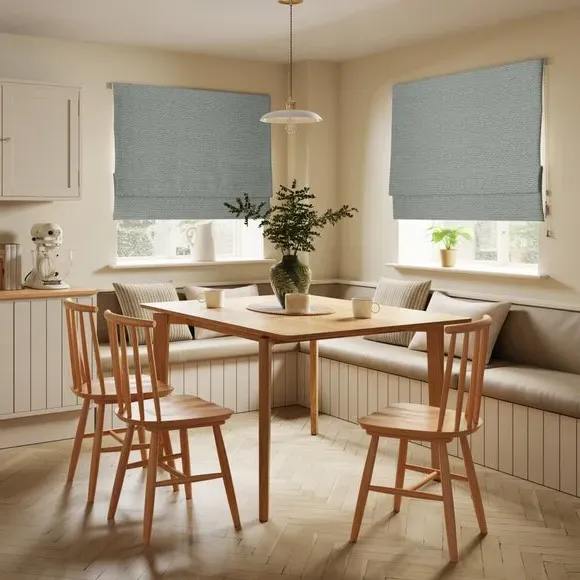 Roman Blind with Basket Weave - Silver, Chenille